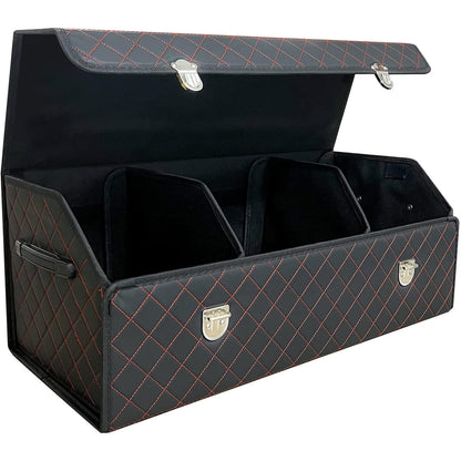 Organizator Portbagaj Auto Premium, Multifuncțional, Rezistent la Praf și Umezeală, Pliabil, 75 cm, Negru/Roșu