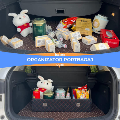 Organizator Portbagaj Auto Premium, Multifuncțional, Rezistent la Praf și Umezeală, Pliabil, 75 cm, Negru/Roșu
