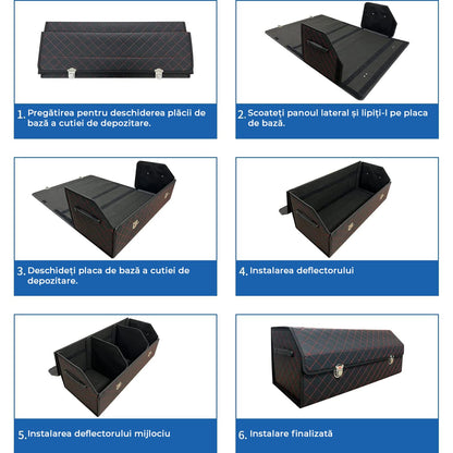 Organizator Portbagaj Auto Premium, Multifuncțional, Rezistent la Praf și Umezeală, Pliabil, 75 cm, Negru/Roșu