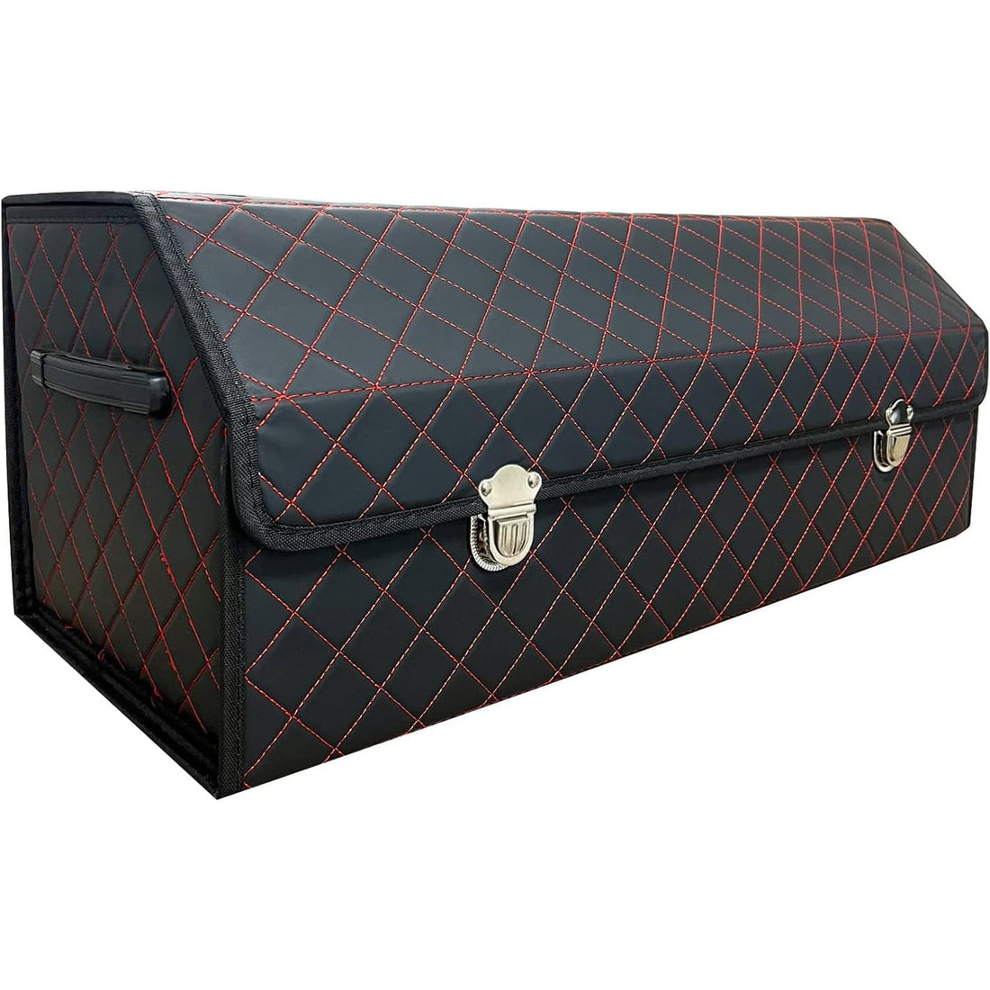 Organizator Portbagaj Auto Premium, Multifuncțional, Rezistent la Praf și Umezeală, Pliabil, 75 cm, Negru/Roșu