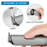 Masina de Tuns/Ras, Barba si Corp, Inghinal, Rezistent la Apa, Wireless, 1200mAh, cu Statie de Incarcare, Incarcare USB, Usor si Portabil, Gri