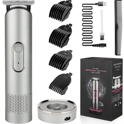 Masina de Tuns/Ras, Barba si Corp, Inghinal, Rezistent la Apa, Wireless, 1200mAh, cu Statie de Incarcare, Incarcare USB, Usor si Portabil, Gri