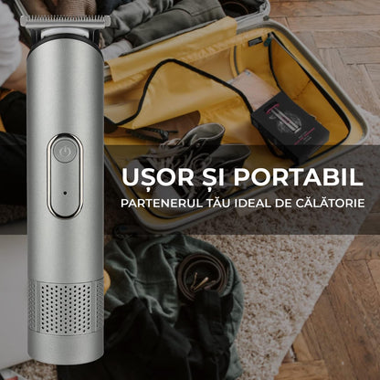 Masina de Tuns/Ras, Barba si Corp, Inghinal, Rezistent la Apa, Wireless, 1200mAh, cu Statie de Incarcare, Incarcare USB, Usor si Portabil, Gri