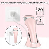 Epilator umed și uscat, 3 tipuri de lame detașabile, IPX 6, Reincarcabil USB, Statie de Incarcare, 900mAh, Roz