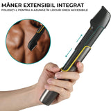 Trimmer Corporal Barbati Elindor® Cu Brat Extensibil, Reincarcabil, Wireless, Lavabil, Gri