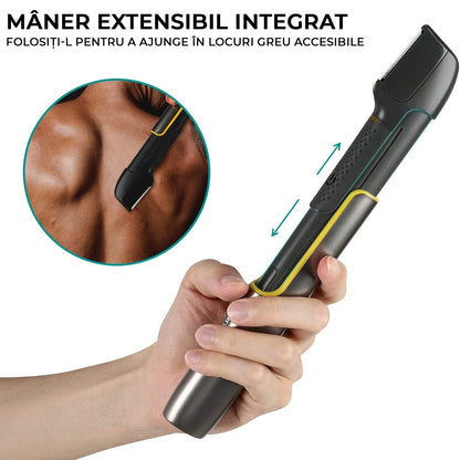 Trimmer Corporal Barbati Elindor® Cu Brat Extensibil, Reincarcabil, Wireless, Lavabil, Gri