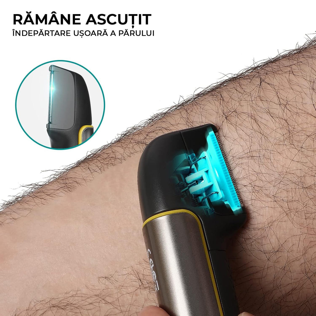 Trimmer Corporal Barbati Elindor® Cu Brat Extensibil, Reincarcabil, Wireless, Lavabil, Gri