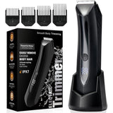 Mașină de Tuns/Ras pentru Barbă și Corp, Rezistentă la Apă, Lamă Ceramica, LED, Ecran LCD, Wireless, cu Stație de Încărcare USB, 4 Capete, Negru