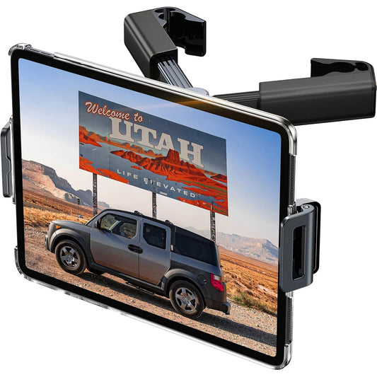 Suport Universal Auto pentru Tabletă și Telefon, Compatibil cu Dispozitive de 4,7"-13", Ajustabil 360°, Structură Triunghiulară, Negru