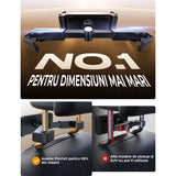 Suport Universal Auto pentru Tabletă și Telefon, Compatibil cu Dispozitive de 4,7"-13", Ajustabil 360°, Structură Triunghiulară, Negru