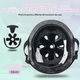 Set Protecție pentru Copii 7 în 1, Cască Reglabilă, Genunchiere, Cotiere și Apărători Încheieturi, Multicolor, 3-14 Ani, M, Roz Gradient