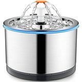 Dispenser Apă Automat Tip Fântână pentru Pisici și Câini, 2.5 L, Oțel Inoxidabil 304, Ultra-Silențios