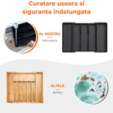 Organizator Extensibil Multifuncțional pentru Sertar, Suport Ajustabil pentru Ustensile de Gătit, Separator pentru Spatule, Negru, Fără BPA