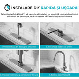 Baterie Chiuvetă Bucătărie cu Duș Extractibil, 2 Moduri de Pulverizare, Monocomandă, Oțel Inoxidabil, Design Modern, Argintie