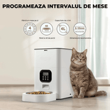Hranitor automat pentru câini și pisici, 4L, control porții și intervale, alb