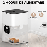 Hranitor automat pentru câini și pisici, 4L, control porții și intervale, alb