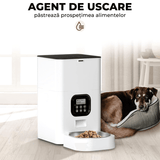 Hranitor automat pentru câini și pisici, 4L, control porții și intervale, alb