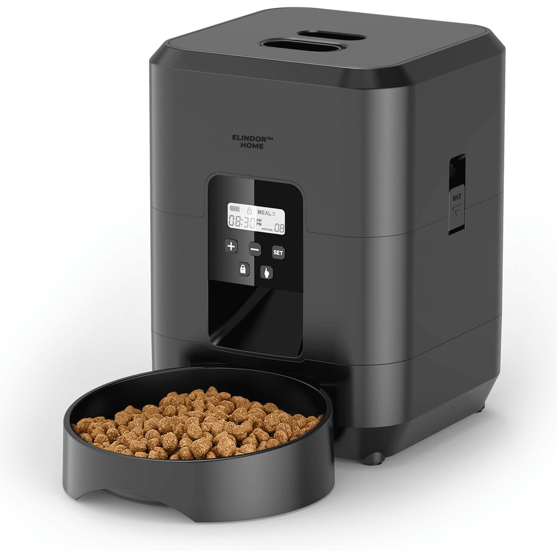 Hranitor automat pentru câini și pisici, 2L, control porții și intervale, negru