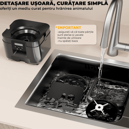 Hranitor automat pentru câini și pisici, 2L, control porții și intervale, negru