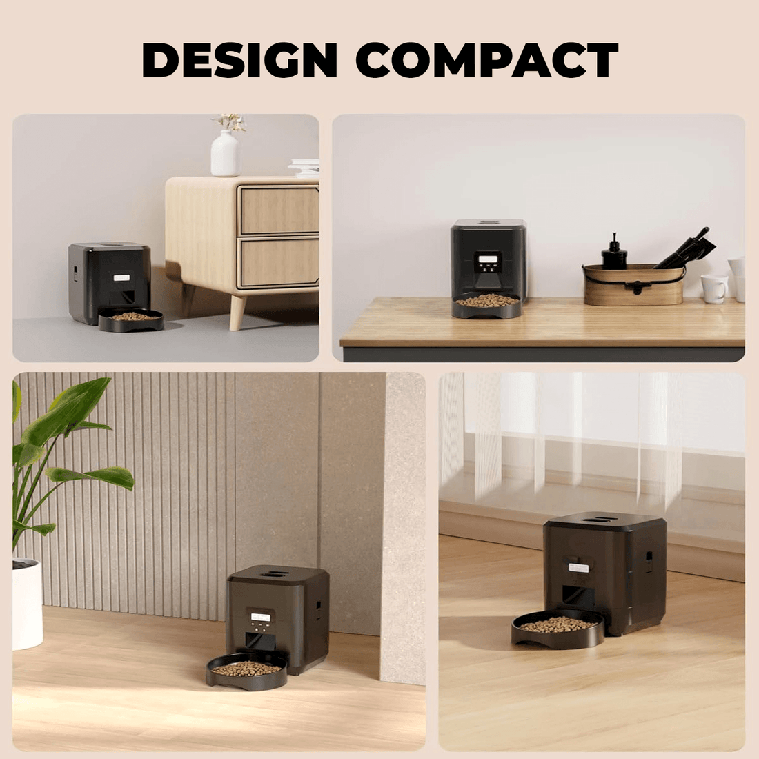 Hranitor automat pentru câini și pisici, 2L, control porții și intervale, negru