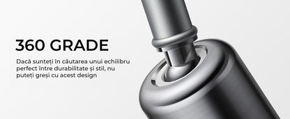 Baterie de Bucătărie Premium cu Duș Extractibil, 3 în 1, 360 Grade, Oțel Inoxidabil Fără Plumb, Montare Rapidă, Argintie