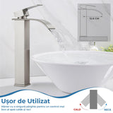 Baterie Chiuvetă Modernă Tip Cascadă pentru Baie/Bucătărie, Monocomandă, Oțel Inoxidabil, Nichel Periat