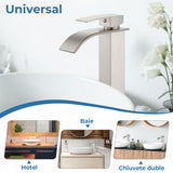 Baterie Chiuvetă Modernă Tip Cascadă pentru Baie/Bucătărie, Monocomandă, Oțel Inoxidabil, Nichel Periat