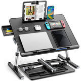 Masă Pliabilă pentru Laptop Elindor - Multifuncțională, Ajustabilă, cu Sertar și Suport pentru Carte, Negru