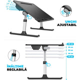Masă Pliabilă pentru Laptop Elindor - Multifuncțională, Ajustabilă, cu Sertar și Suport pentru Carte, Negru