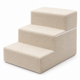 Scari Animale Elindor®, 3 Trepte pentru Caini si Pisici, Trepte Antiderapante pentru Pat sau Canapea, Structura din Spuma cu Rezilienta Ridicata si Material Textil, pentru Dormitor, Living, 45.7 x 38.1 x 34.3 cm, Bej