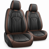 Set 2 Huse Scaune de Masina Elindor®, Huse Auto Piele Ecologica, Impermeabile, Universale, Protectie Scaun Fata, Montaj Rapid, Accesorii Masina Interior, Maro