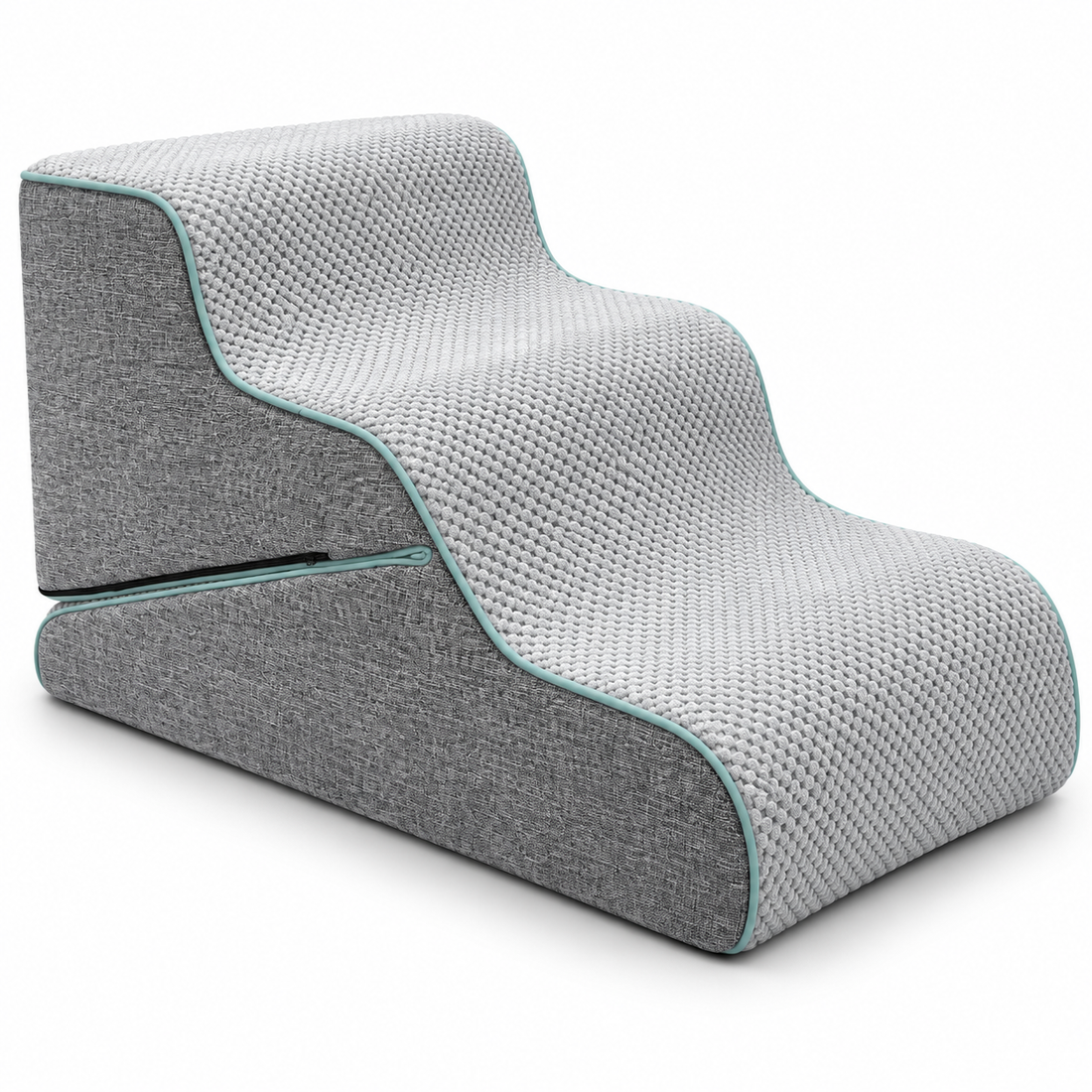 Scari si Rampa 2 in 1 pentru Animale Elindor®, 3 Trepte Curbate pentru Caini si Pisici, Suprafata Antiderapanta pentru Pat sau Canapea, Spuma cu Rezilienta Ridicata 30D si Material Textil, pentru Dormitor si Living, 68 x 40 x 42 cm, Gri