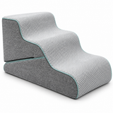 Scari si Rampa 2 in 1 pentru Animale Elindor®, 3 Trepte Curbate pentru Caini si Pisici, Suprafata Antiderapanta pentru Pat sau Canapea, Spuma cu Rezilienta Ridicata 30D si Material Textil, pentru Dormitor si Living, 68 x 40 x 42 cm, Gri