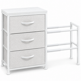 Organizator pentru Pantofi Elindor® Pantofar Extensibil 41-71 cm cu 2 Nivele si 3 Sertare, Fara Gauri, Suport Metalic pentru Papuci, Dulap Hol, Dormitor, Economisire Spatiu, Depozitare Incaltaminte, 30 × 70 × 47 cm, Alb