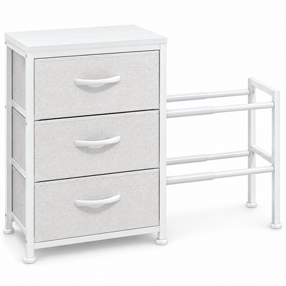 Organizator pentru Pantofi Elindor® Pantofar Extensibil 41-71 cm cu 2 Nivele si 3 Sertare, Fara Gauri, Suport Metalic pentru Papuci, Dulap Hol, Dormitor, Economisire Spatiu, Depozitare Incaltaminte, 30 × 70 × 47 cm, Alb