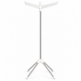 Uscator de Rufe Vertical Elindor®, Suport Pliabil pentru Haine, 27 Pozitii de Agatare, Brate Rotative 360°, Structura din Otel Inoxidabil si Plastic, 4 Picioare Stabile, Capacitate 15 kg, Inaltime 182.6 cm, Alb / Argintiu