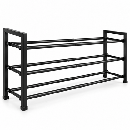 Organizator pentru Pantofi Elindor® Pantofar cu 3 Niveluri, Suport Metalic pentru Papuci, Raft Hol, Dormitor, Depozitare Incaltaminte, 45-78 x 22.6 x 42 cm, Negru
