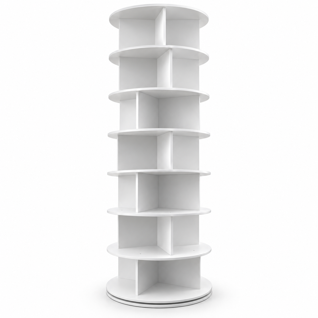 Organizator pentru Pantofi Elindor® Pantofar cu 7 Nivele, Rotativ 360°, Suport pentru Papuci, Dulap Hol, Dormitor, Economisire Spatiu, Depozitare Incaltaminte, 60 x 157 cm, Alb