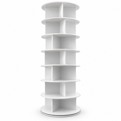 Organizator pentru Pantofi Elindor® Pantofar cu 7 Nivele, Rotativ 360°, Suport pentru Papuci, Dulap Hol, Dormitor, Economisire Spatiu, Depozitare Incaltaminte, 60 x 157 cm, Alb