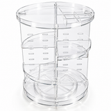 Organizator Cosmetice Rotativ Elindor®, Suport Machiaj cu Rotire 360°, Compartimente Multiple, Rafturi Reglabile pe Inaltime, Plastic Transparent, pentru Parfumuri, Creme, Pensule si Produse de Ingrijire, 23 x 23 x 30 cm, Transparent