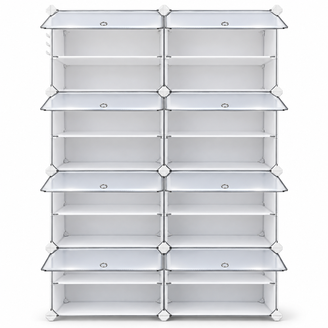 Organizator pentru Pantofi Elindor® cu Usi Transparente, Pantofar cu 8 Niveluri, FaraIn Gauri, Suport pentru Papuci, Raft Hol, Dormitor, Depozitare caltaminte, 84 x 31.5 x 124 cm, Alb