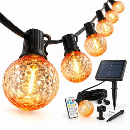 Ghirlanda Luminoasa Elindor® 7.6 m cu 10 Becuri LED, Impermeabila IP65, Lumina Calda 2700K, pentru Gradina, Terasa, Balcon, Petreceri si Decor Exterior / Interior, Compatibil cu Dimmer, Negru