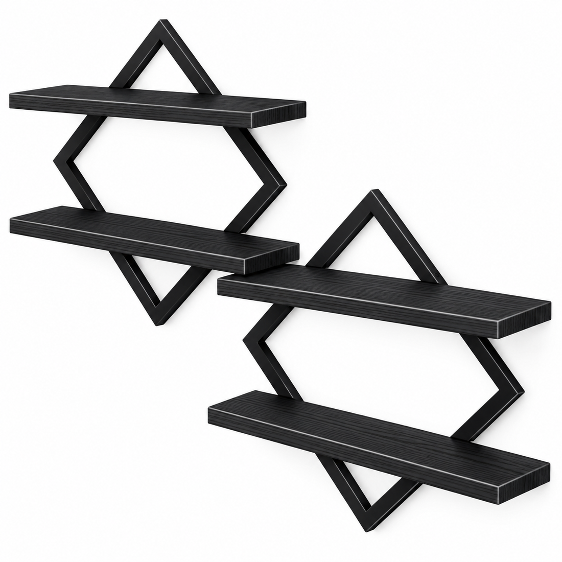 Set 2 Rafturi Elindor®, Raft Suspendat de Depozitare, Mobila Bucatarie, Dormitor, Baie sau Birou, Etajera Practica cu Design Aerisit, Usor de Asamblat, Perfecta pentru Organizare Carti, Condimente, Polita Produse Diverse, 76 × 14 × 38 cm, Negru