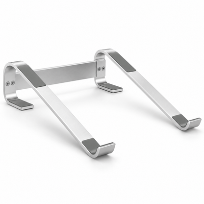 Suport Laptop Elindor®, Ergonomic, Inaltator Laptop din Aliaj de Aluminiu, Design Inclinat pentru Ventilatie, Protectii Antiderapante din Silicon, Structura Metalica Stabila, Compatibil cu Laptopuri 10-18 Inch, 26 x 25 x 6.5 cm, Argintiu