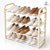 Organizator pentru Pantofi Elindor® Pantofar cu 4 Niveluri, Fara Gauri, Suport pentru Papuci, Dulap Hol, Dormitor, Economisire Spatiu, Depozitare Incaltaminte, 60 x 23 x 58 cm, Alb