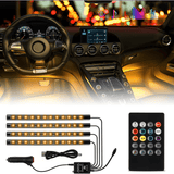 Kit Iluminare Auto Elindor® LED RGB, 4 Benzi, Sincronizare Muzicală, 12V, Impermeabil