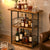 Mini Bar Elindor® Masa pe 3 Nivele, Ideal pentru Living, Birou, Dormitor, Mobila Multifunctionala, Moderna, cu Structura Metalica, Cos Depozitare, Ideala pentru Sticle si Pahare, 60 x 24 x 70.3 cm, Maro Rustic