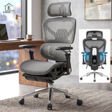 Scaun de Birou Elindor® Ergonomic, cu Functie de Masaj, Scaun cu Spatar si Manere, din Plasa, Suport pentru Picioare si Lombar, cu Roti, Inaltime Reglabila 115 - 125 cm, Negru