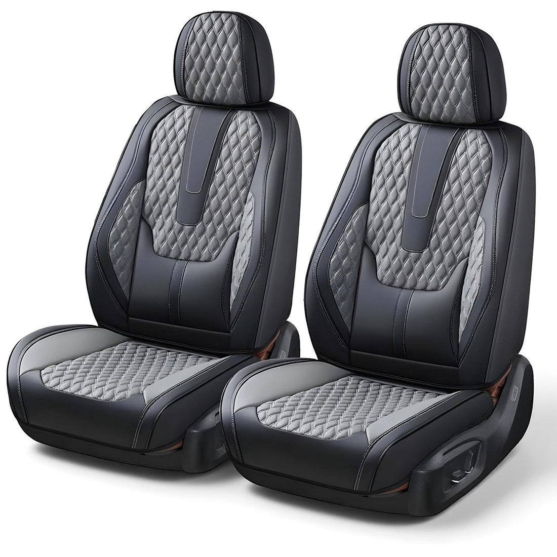 Set 2 Huse Scaune Auto Elindor®, Piele Nappa, Protectie Scaun Sofer, Montaj Rapid, Husa Impermeabila, Acoperire Spatar si Sezut, Accesorii Masina Interior, Universale Compatibile cu VW, Dacia, Renault, BMW, Ford, Skoda, Hyundai, Gri