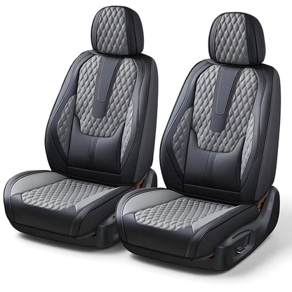 Set 2 Huse Scaune Auto Elindor®, Piele Nappa, Protectie Scaun Sofer, Montaj Rapid, Husa Impermeabila, Acoperire Spatar si Sezut, Accesorii Masina Interior, Universale Compatibile cu VW, Dacia, Renault, BMW, Ford, Skoda, Hyundai, Gri